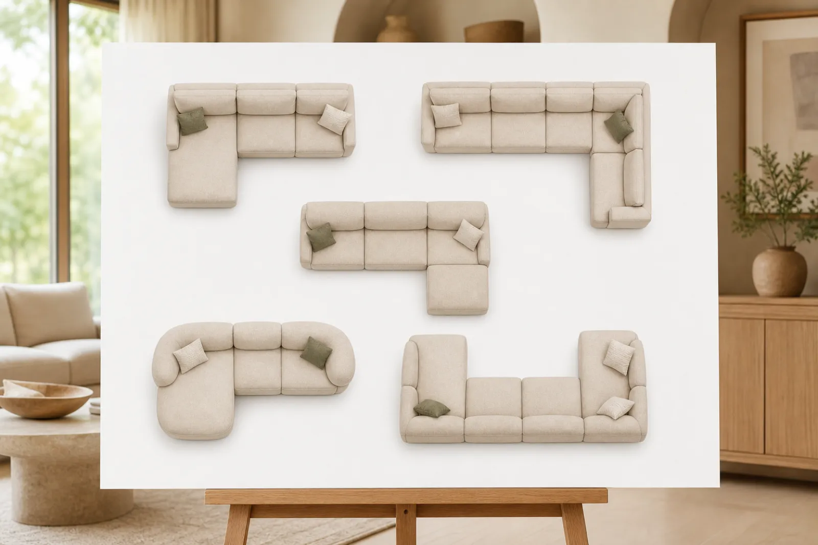 Modern modular sectional sofa configurations including chaise and corner seat options